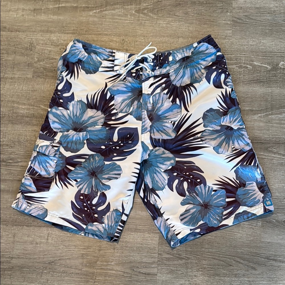 Men's Blue Floral Swim Shorts by Rusty